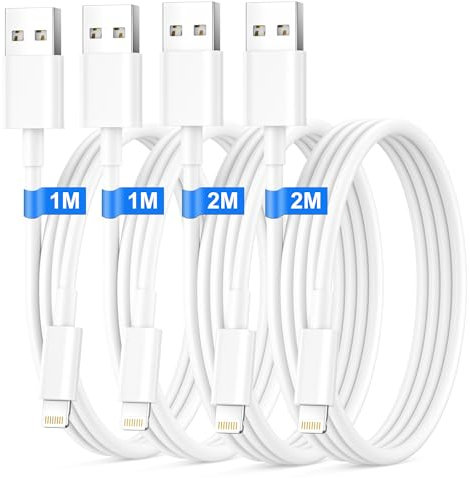 iPhone Cable Ladekabel [1+1+2+2M 4Pack ] Apple MFi Zertifiziert, Lightning Kabel für iPhone 14 13 12 11 Pro Max/XS/X/8/7/6/5/SE/iPad, USB iPhone Kabel Ladekabel Schnell ladekabel Lightning