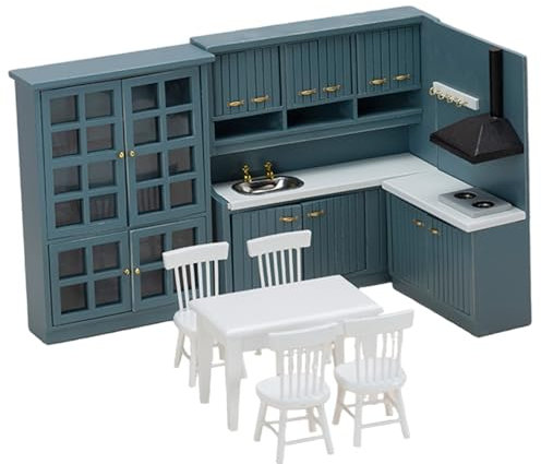 Muebles de casa de muñecas, Cocina de casa muñecas, 1 Set Realista 1 Muebles de de de 12 Escala, Madera para niños y niños pequeños