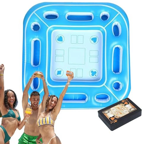 Large Floating Pool Games Table, Pool Accessories Hot Tub Tray Inflatable Food Drink Holder Cooler Containers, Fun Portable Waterproof Floating Desk for Lake Beach