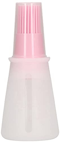 Yctze Oil Bottle Brush - Multifunctional Silicone Kitchen Basting Brush with Transparent Cap for Sauces and Barbecue, Easy to and Use (Pink)