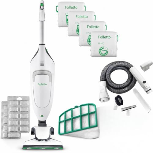 AMG Shop Online Aspirapolvere Folletto VK220S NUOVO, + 6 SACCHETTI ORIGINALI + TUBI COMPATIBILI, Scopa Elettrica Potente Con Turbo, 900 W, per Parquet Tappeti e Piastrelle