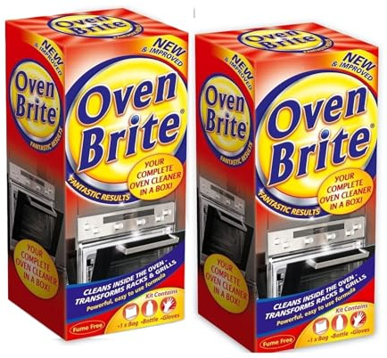 500ml Oven Brite Cleaner Set, Oven Cleaning Liquid with Cleaning Tools for Ovens, Racks and Grill Pans (2 x 500ml)