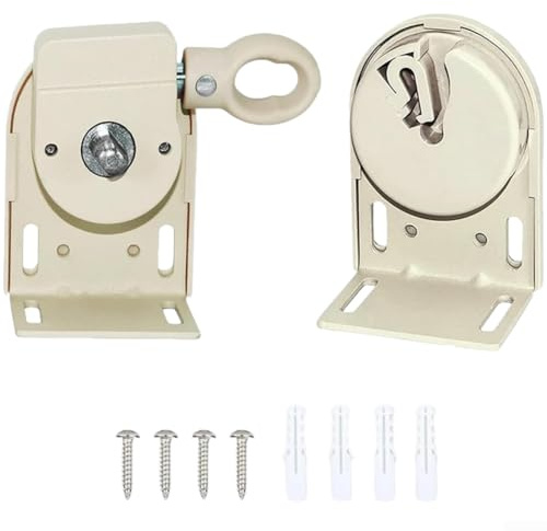 Support coupe-vent réglable pour stores d'extérieur compatible avec rails coulissants standard et montage sécurisé (beige)