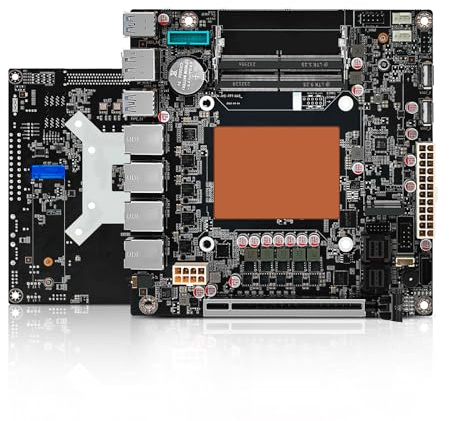 NAS Motherboard 9 Bay, Ryzen 7 8845HS 8C/16T, 4×i226-V 2.5GbE-UDE LAN, Mini Itx Mainboard PCIe×16, DDR5 32 GB RAM 1TB NVMe SSD, 2×SFF-8643, DP+HD+Type-C (No SATA Cable)