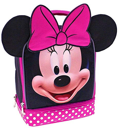 Disney MN29130-SC-BK00 Minnie Mouse Kit de almuerzo con doble compartimento con orejas aisladas, poliéster, negro