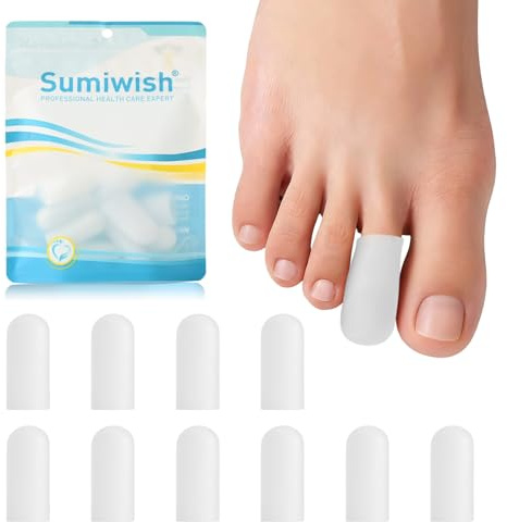 Sumiwish Silicone Toe Protectors - 10 Pack Toe Caps for Big Toe, Toe Covers for Women & Men, Toe Cushions for Pain Relief, Missing or Ingrown Toenails, Corns, Calluses, Blisters, Hammer Toes
