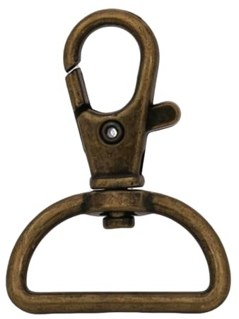 Wuuycoky Karabinerhaken mit D-Ring, bronzefarben, kleine Fischaugenschnalle, Karabinerhaken, bronze, Fillet D ring inner Diam:1,10Pcs