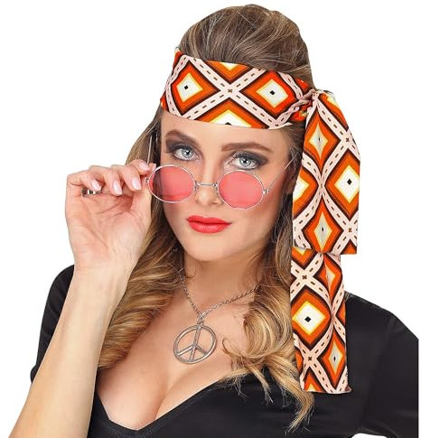 W WIDMANN MILANO Party Fashion - 60er/70er Jahre Stirnband, Haarband, Flower Power Accessoire, Hippie