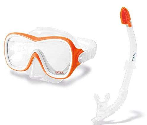 Intex 55647 – Verschiedenes Wave Rider-Masken- und Schnorchel-Set, 1 Stück, latexfrei, mehrfarbig, ab 8 Jahren