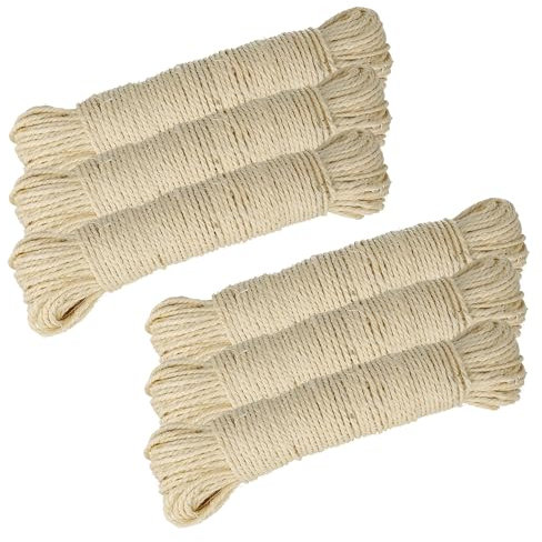 Lantelme Sisalseil 180 Meter Naturprodukt Sisal für Katzen Kratzbaum | Seil 6 Stück x 30 Meter Bündel zur Reparatur der Säulen Katzenkratzbaum (180 Meter)