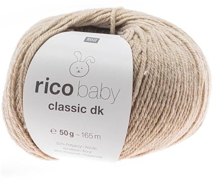 Rico Baby Classic dk, weiche Babywolle Farbwahl Melange Naturfarben zum Stricken oder Häkeln, 50g, 165m, Nadelstärke 3,5-4mm (63 natur melange)