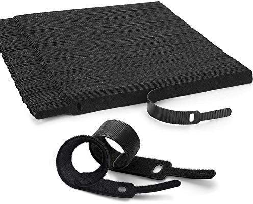 YIXISI 100PCS Klettband Kabelbinder, Klett Kabelbinder wiederverschließbar, Kabelbinder mit Klett, für Zuhause Büro, Auto, PC, TV Kabel
