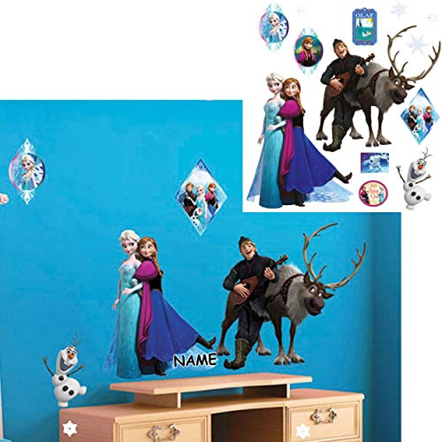 alles-meine.de GmbH 13 Stück: Wandsticker die Eiskönigin - Frozen - incl. Name - selbstklebend + wiederverwendbar - Aufkleber für Kinderzimmer - Wandtattoo/Sticker - völl..
