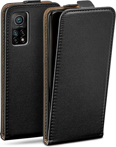 moex Flip Case für Xiaomi Mi 10T / Mi 10T Pro Hülle klappbar mit 360 Grad Schutz, Handyhülle mit Displayschutz, PU Leder Handytasche Lederhülle, Flip Case Cover Klapphülle, Schwarz