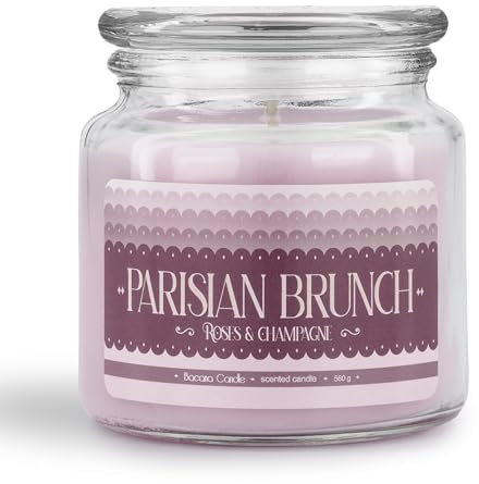 Bacana Candle - Bougie Parfumée en Pot de Verre - Bougie Parfumée en Pot de Verre avec Couvercle - Bougie Cadeau Originale - 560 Grammes - Durée de Combustion ± 100 - Roses & Champagne
