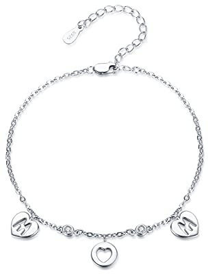 TRISHULA Geschenke für Mama - 925 Sterling Silber Herz Armband Verstellbar - Schmuck Muttertag Geschenk für MOM