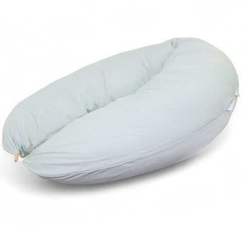 HOBEA-Germany Stillkissen 190 cm x 76 cm XXL Lagerungskissen Schwangerschaftskissen für Baby und Erwachsene Seitenschläferkissen Stillkissen mit Bezug aus Bio Baumwolle, Pastellgrün