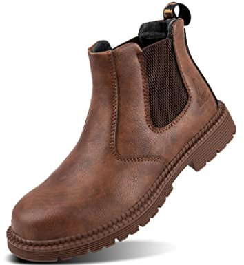 IYVW SAFETY 815 Arbeitsschuhe Herren Sicherheitsschuhe Herren Damen Leicht Stahlkappenschuhe Sportlich Atmungsaktiv Schutzschuhe Braun 41 EU