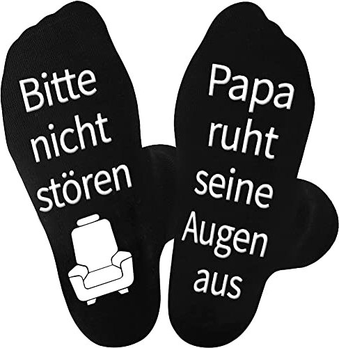 QXRXN Vatertagsgeschenk für Papa Geschenk Geburtstag Vatertag, Lustige Socken mit Spruch Bitte nicht stören Papa ruht seine Augen aus Geschenke für Papa, Geburtstagsgeschenk Weihnachtsgeschenke 43-46