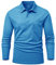Rdruko Long Sleeve Polo Shirts for Men Breathable Wicking Quick Dry Casual Work Golf Tops with Chest Pocket Azure Blue XL