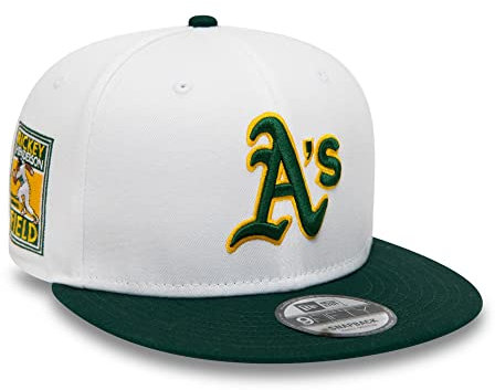 New Era Fan Artikel Oakland Athletics MLB Weiß Grün Side Patches Verstellbare Basecap 9Fifty - M - L