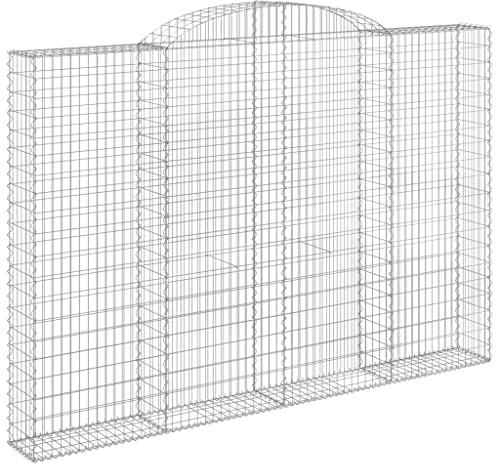 vidaXL Gabione mit Hochbogen 300x30x200/220 cm Verzinktes Eisen