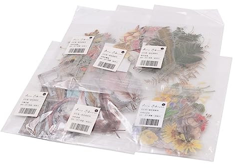 VOANZO 240 STÜCKE Vintage Dekorative Aufkleber Sammelalbum Aufkleber Transparent Pilz Aufkleber Blumen Pflanzen Schmetterling Journaling Aufkleber DIY Handwerk Aufkleber