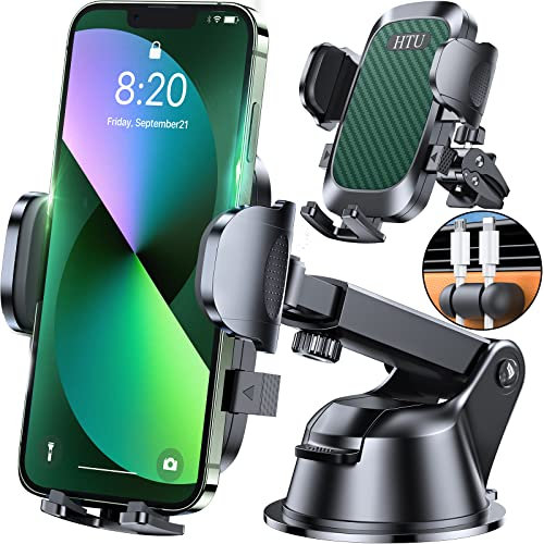 HTU 【Militär-Klasse 4 in 1 Handyhalterung Auto【Tärkst Saugnapf & Clip】 Federungskapazität 36KG 360° Drehbar Universale KFZ Autohalterung für iPhone 16 Pro Max 15 14 13 Samsung Galaxy S24 Usw, Grün