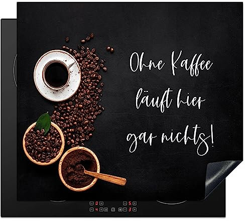 KitchenYeah© Herdabdeckplatte Einteilig Abdeckplatten Cerankochfeld Abdeckung Ceranfeld Herdplattenabdeckung Induktionsmatte Zitate & Sprüche - Ohne Kaffee läuft hier gar nichts! - 58