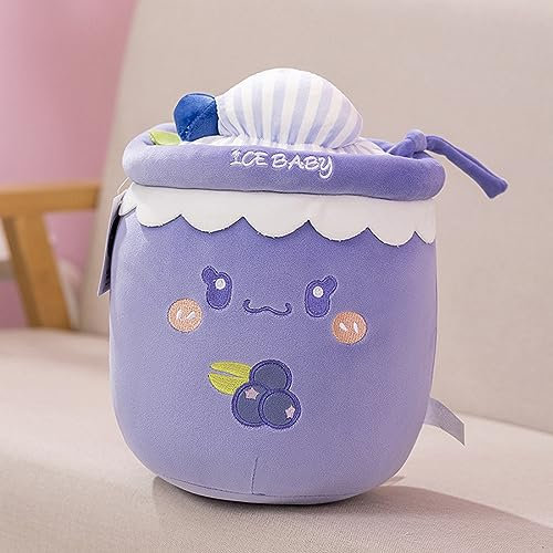 Bubble Tea Kuscheltier Boba Stofftier Weiche Plüschtier Milchtee Plüschpuppen Gefüllte Plüsch Teetasse Kissen Geschenk Kinderspielzeug für Party Gefälligkeiten (Blau,30cm)