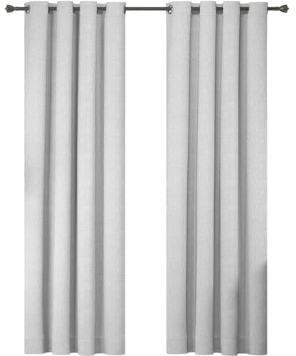Ystyle Tende Oscuranti 100% per Interni, Termiche Effetto Lino 2 Pezzi 140×280cm, Isolanti Freddo E Caldo, Moderne per Soggiorno Camera Da Letto Con Anelli, Grigio Bianco
