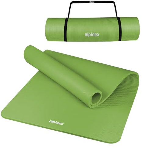 ALPIDEX Tappetino Yoga Extra Spesso 1,5cm Tappeto Fitness NBR 3 Larghezze E-Book Antiscivolo Cinghia Trasporto Aerobica Palestra Ginnastica Pilates Allenamento Casa, Lime, 190 x 100 x 1.5 cm