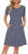 AUSELILY Robe décontractée à Manches Courtes plissée avec Poches Longueur Genou S,Gris Violet