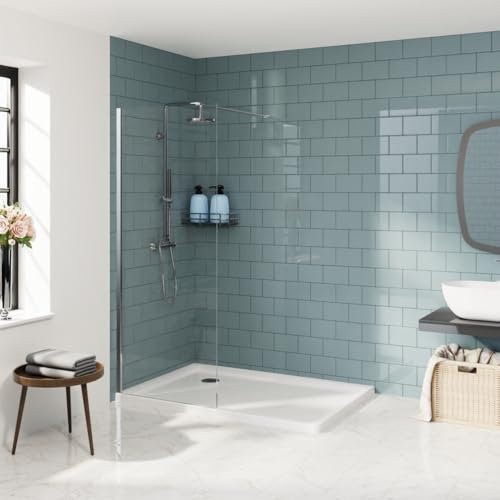 Aquariss 900mm Walkin Shower Enclosure 8mm Easy Clean Glass Shower Screen Panel Reversible Polished Chrome Framed