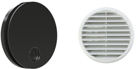plikc - Kit aspiratore da parete ad aspirazione assiale serie Ario con speciale membrana in Mylar anti ritorno dell'aria esterna - 100% MADE IN ITALY + Griglia da muro (Foro Ø 148, Nero)