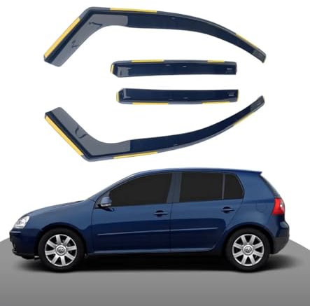 Haibak Windabweiser-Set, kompatibel mit VW Golf MK5 5-Türer 2004–2009 Schrägheck, getönt in Kanalmontage