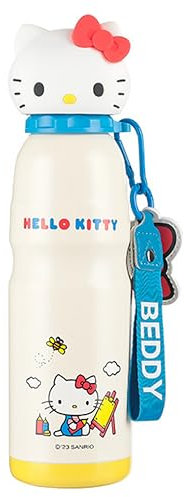 Many Rainbows Hello Kitty Isolierte Wasserflasche aus Edelstahl mit Schnalle und Riemen, 600 ml