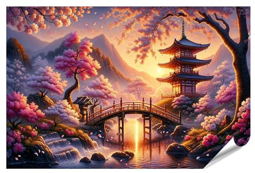 islandburner Prime Bild Poster Gelassenes Japan Kirschblüten in Blüte magische Saison Premium Bilder Fotodruck