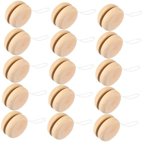 VICASKY 15St unvollendetes Jo-Jo-Spielzeug Looping- Trick- Spielzeuge Jo-Jo-Kugeln aus Holz interessantes Jo-Jo-Spielzeug Erwachsener Spielzeugset Holzkasten Ornamente Kind