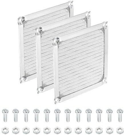 PATIKIL 92mm Computer Fan Filter Grill with Screws, 3 Pack Aluminum Frame with Stainless Steel Mesh Dustproof Case Cover for Computer, Ventilator, Silver Tone