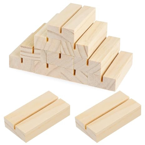 salbsever 10 Stück Holz Kartenhalter, Funktional Vielseitig Tischkartenhalter Holz Hochzeit Tischnummer Halter für Restaurants,Hochzeiten,Partys Fotoständer Holzständer (7x3.5x1.8cm)