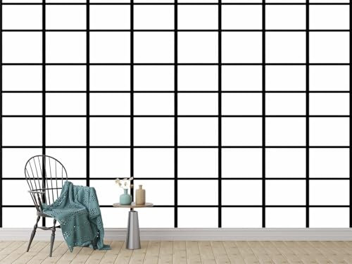 Tapete Wandbild 3D Fototapete Kariert Gestreift Schwarz und Weiß Vliestapete Wandtapete Foto für Modernes Design der Fernseh Hintergrund Wand-Kunst-Deko, 400x280 Cm