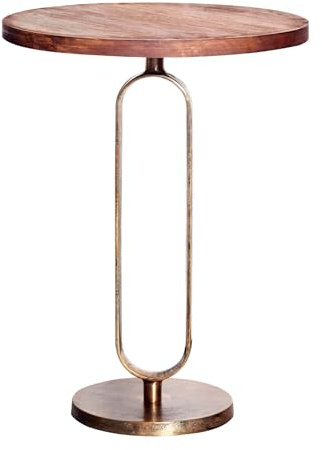 Beistelltisch ELEGANCE 45cm - natur - Mangoholz - angenehme Haptik | Massiv, Handgefertigt, hochwertig, individuelle Maserung, 30 kg Belastbarkeit, Unikat, Aluminiumgestell