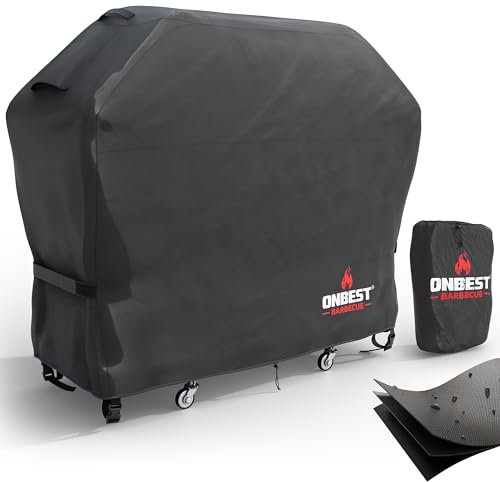 ONBEST Grillabdeckung wetterfest – 600D Oxford Gewebe mit wichtiger Belüftung– wasserdicht – Outdoor Abdeckung für Grills – schmutzabweisend –Belüftungsöffnungen – Grillabdeckung (135x70x110cm)