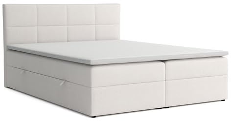 VENASI Betty Boxspringbett 140x200 mit Bettkästen und Matratze H2/H3 (Beige, 180 x 200 cm)