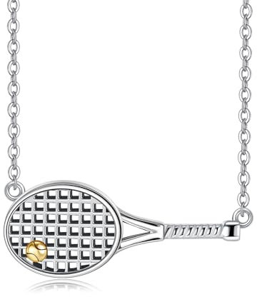 DAYLINLOVE Tennis Halsketten 925 Sterling Silber Tennis Schläger Anhänger Halskette Tennis Geschenke für Frauen Tennis Liebhaber