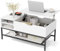 LIFEZEAL Table Basse à Plateau Relevable, Table de Salon avec Compartiment Caché, Meuble de Salon Cadre en Métal, Etagère de Rangement Amovible, 100 x 49,5 x 47,5 cm (Blanc)