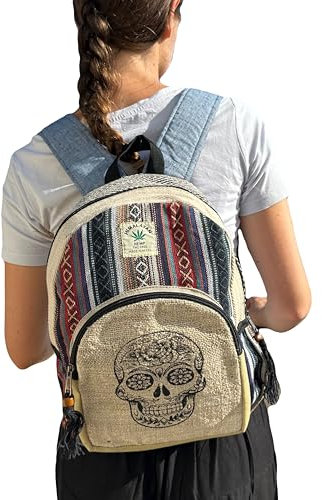 Rucksack aus Canvas, für Reisen, Hippie-Stil, groß, ideal für Sommer, Alltag, Festivals, lässig, Vintage, Herren, Damen, wasserdicht, handgefertigt, Nepal, mehrfarbig