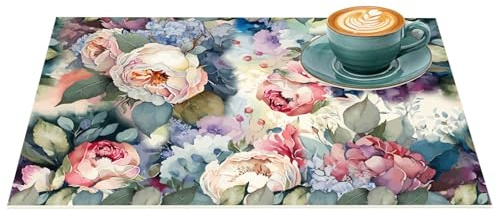 ANRO Platzset Patchwork Rosen 30x45 cm – 1 Stück, abwaschbar | Pflegeleichtes PVC nimmt Flecken nicht übel. Übersteht Sommerhitze auf der Terrasse mühelos.