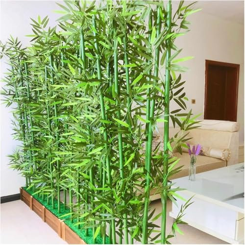 Raumteiler, künstlicher Bambusbaum für Wohnzimmerdekorationen, künstliche Grünpflanzen im Außenbereich mit Holzsockel, 100 150 180 cm hoch, Innentrennwand, 1,5 m/4,9 Fuß hoch, 80 cm Sockel,